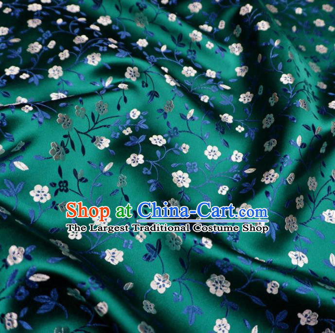 Chinese Traditional Plum Pattern Design Deep Green Brocade Fabric Asian Satin China Hanfu Silk Material