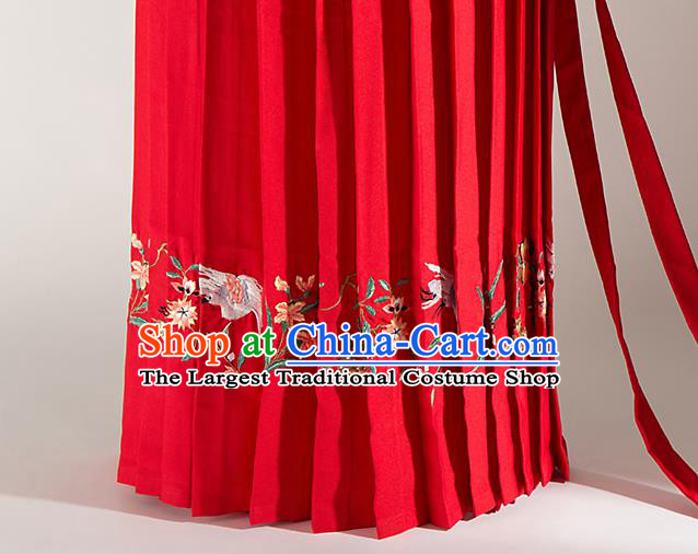 Chinese Traditional Embroidered Deer Pattern Design Red Flax Fabric Asian China Hanfu Material