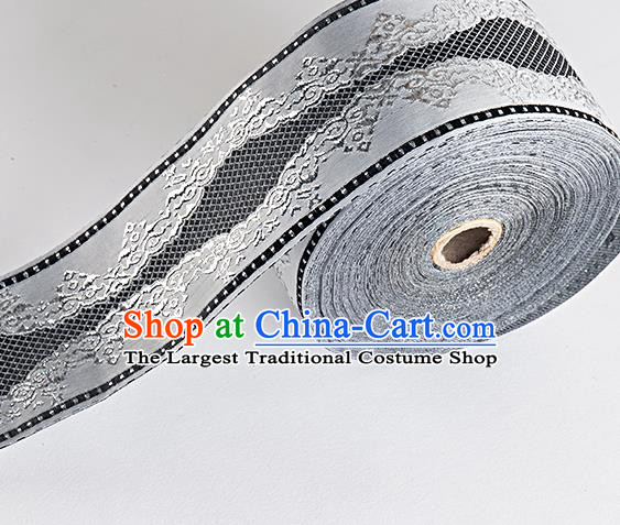 Chinese Traditional Hanfu Embroidered Pattern Grey Waistband Lace Fabric Asian China Costume Collar Accessories