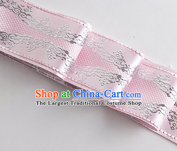 Chinese Traditional Hanfu Embroidered Pattern Pink Waistband Lace Fabric Asian China Costume Collar Accessories