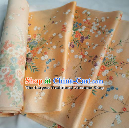 Chinese Traditional Classical Primrose Pattern Design Orange Silk Fabric Asian China Cheongsam Silk Material