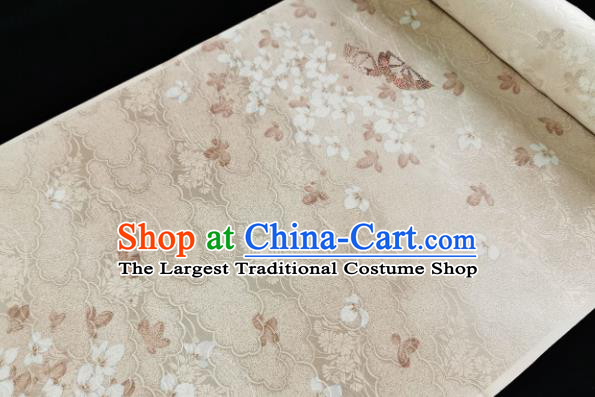 Chinese Traditional Pattern Design Apricot Brocade Fabric Asian Satin China Hanfu Silk Material