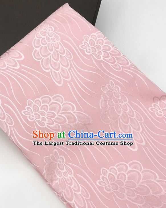 Chinese Traditional Peacock Tail Pattern Design Pink Brocade Fabric Asian China Satin Hanfu Material