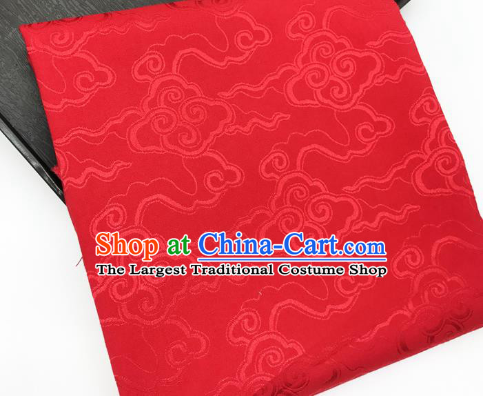 Chinese Traditional Clouds Pattern Design Red Brocade Fabric Asian China Satin Hanfu Material