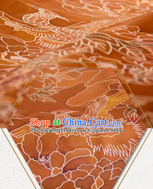 Chinese Traditional Pheasant Peony Pattern Design Ginger Silk Fabric Asian China Hanfu Mulberry Silk Material