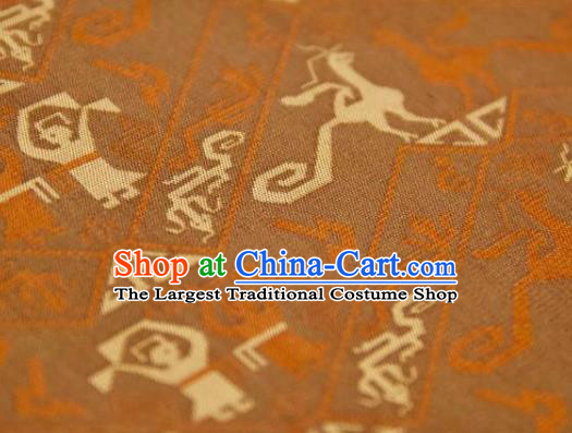 Chinese Traditional Pattern Design Ginger Silk Fabric Asian China Hanfu Mulberry Silk Material