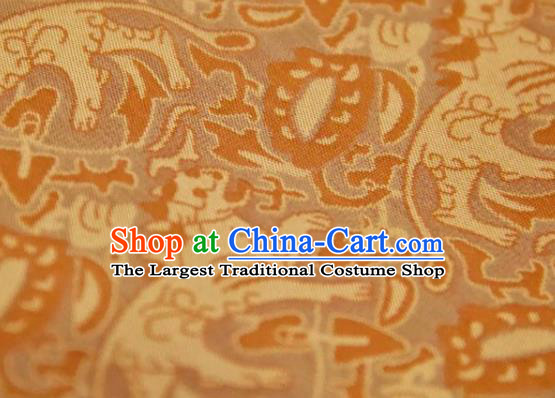 Chinese Traditional Leopard Pattern Design Ginger Silk Fabric Asian China Hanfu Mulberry Silk Material