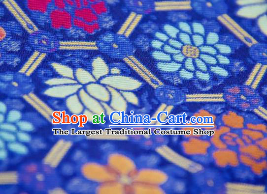 Chinese Traditional Tortoise Shell Pattern Design Royalblue Silk Fabric Asian China Hanfu Gambiered Guangdong Mulberry Silk Material