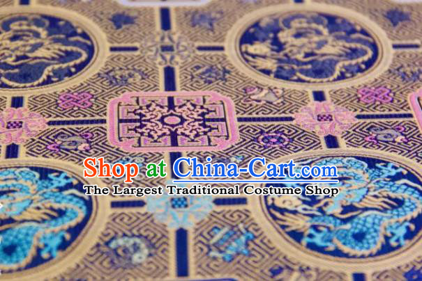 Chinese Traditional Dragon Pattern Design Royalblue Silk Fabric Asian China Hanfu Gambiered Guangdong Mulberry Silk Material