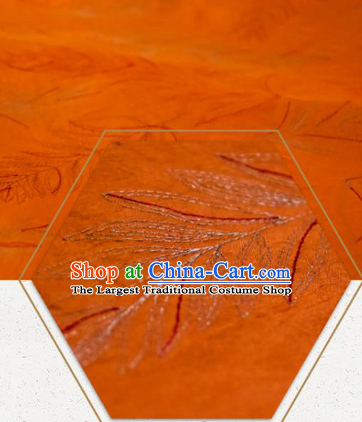 Chinese Traditional Fernbrake Pattern Design Orange Silk Fabric Asian China Hanfu Mulberry Silk Material