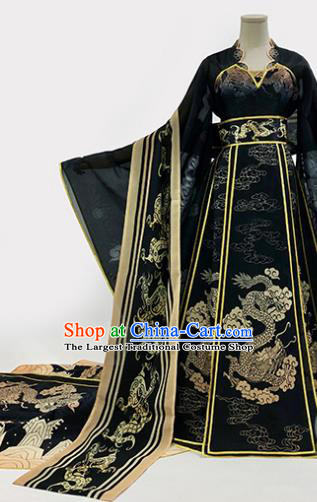 Chinese Traditional Tang Dynasty Empress Black Dress Ancient Court Queen Costumes for Women