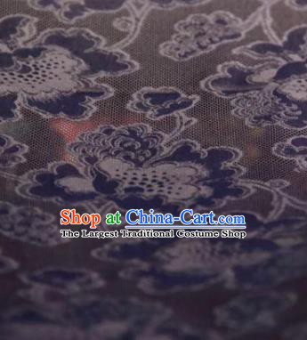 Chinese Traditional Peony Pattern Design Black Silk Fabric Asian China Hanfu Gambiered Guangdong Mulberry Silk Material