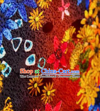 Chinese Traditional Chrysanthemum Pattern Design Red Silk Fabric Asian China Hanfu Gambiered Guangdong Mulberry Silk Material