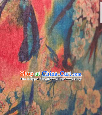 Chinese Traditional Pear Flowers Pattern Design Blue Silk Fabric Asian China Hanfu Gambiered Guangdong Mulberry Silk Material