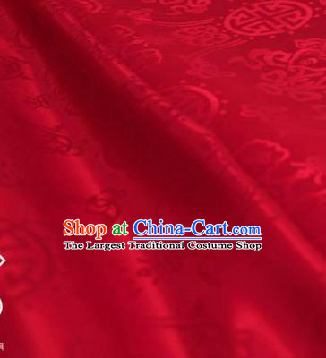 Chinese Traditional Double Fishes Pattern Design Red Silk Fabric Asian China Hanfu Jacquard Mulberry Silk Material