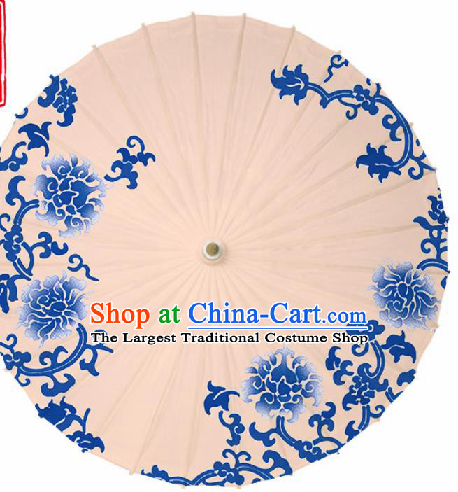 Chinese Traditional Printing Twine Peony Oil Paper Umbrella Artware Paper Umbrella Classical Dance Umbrella Handmade Umbrellas