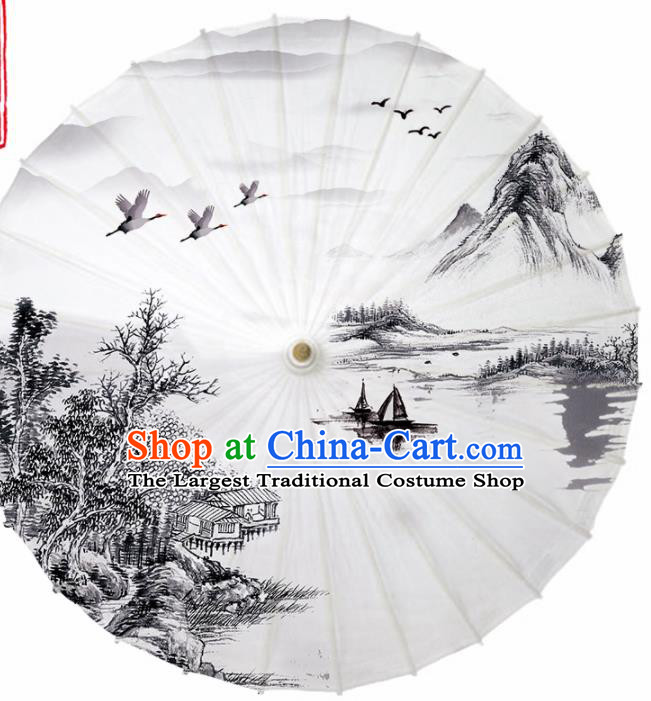 Chinese Traditional Printing Autumn Scenery Oil Paper Umbrella Artware Paper Umbrella Classical Dance Umbrella Handmade Umbrellas