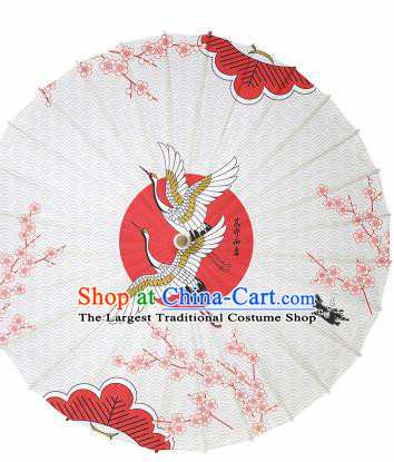 Chinese Traditional Printing Crane Plum Oil Paper Umbrella Artware Paper Umbrella Classical Dance Umbrella Handmade Umbrellas