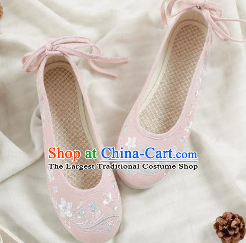 Asian Chinese Embroidered Orchid Pink Shoes Hanfu Shoes Traditional Opera Shoes Princess Shoes for Women