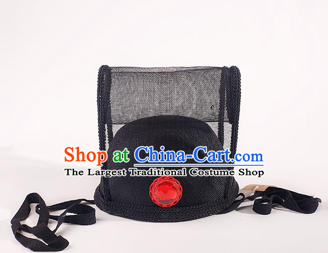 Chinese Traditional Ming Dynasty Scholar Black Veil Hat Ancient Minister Headdress for Men