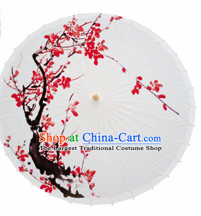 Chinese Traditional Printing Red Plum Oil Paper Umbrella Artware Paper Umbrella Classical Dance Umbrella Handmade Umbrellas