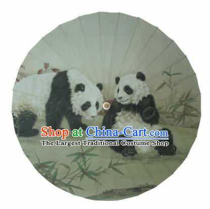 Chinese Traditional Printing Panda Oil Paper Umbrella Artware Paper Umbrella Classical Dance Umbrella Handmade Umbrellas