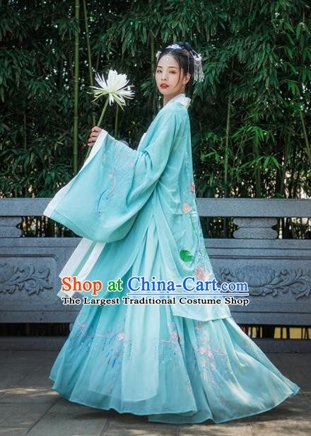 Chinese Drama Ancient Court Princess Blue Hanfu Dress Traditional Song Dynasty Palace Lady Costumes for Women