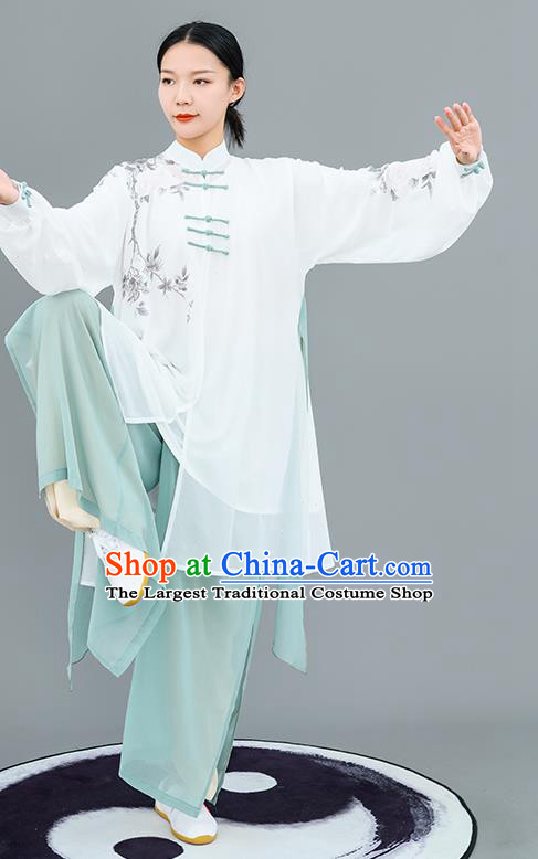 Chinese Traditional Tai Chi Training Ink Painting Costumes Martial Arts Performance Outfits for Women