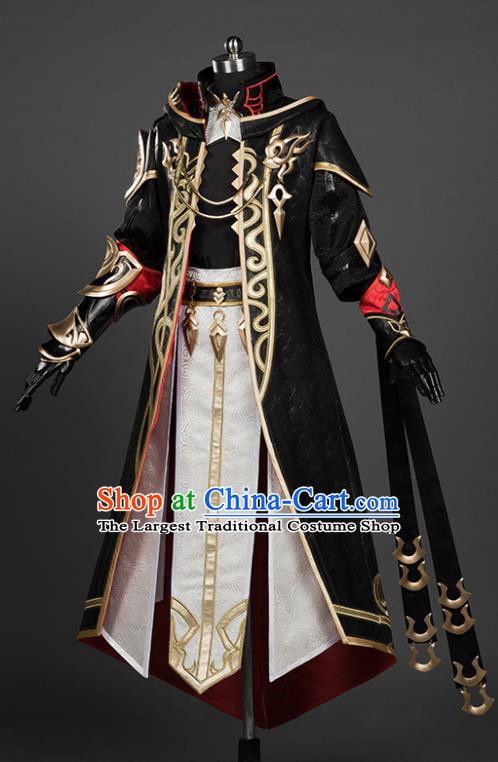 Chinese Traditional Cosplay Royal Highness King Black Costumes Ancient Swordsman Clothing for Men