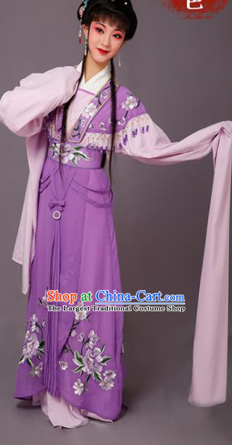 Chinese Traditional Beijing Opera Dan Actress Purple Dress Peking Opera Princess Embroidered Costumes for Women