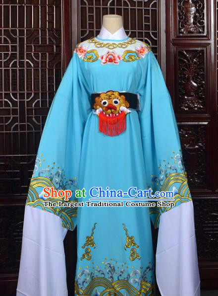 Chinese Traditional Beijing Opera Niche Blue Costumes Peking Opera Scholar Clothing for Men