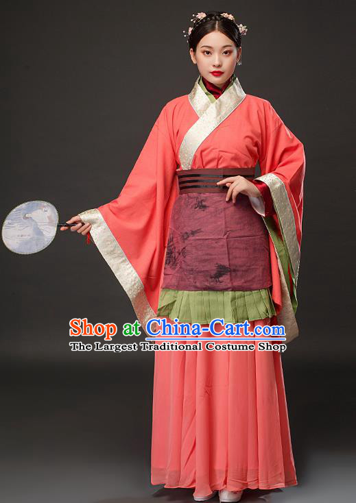 Chinese Traditional Spring and Autumn Period Imperial Concubine Xi Shi Pink Dress Ancient Patrician Lady Costumes for Women