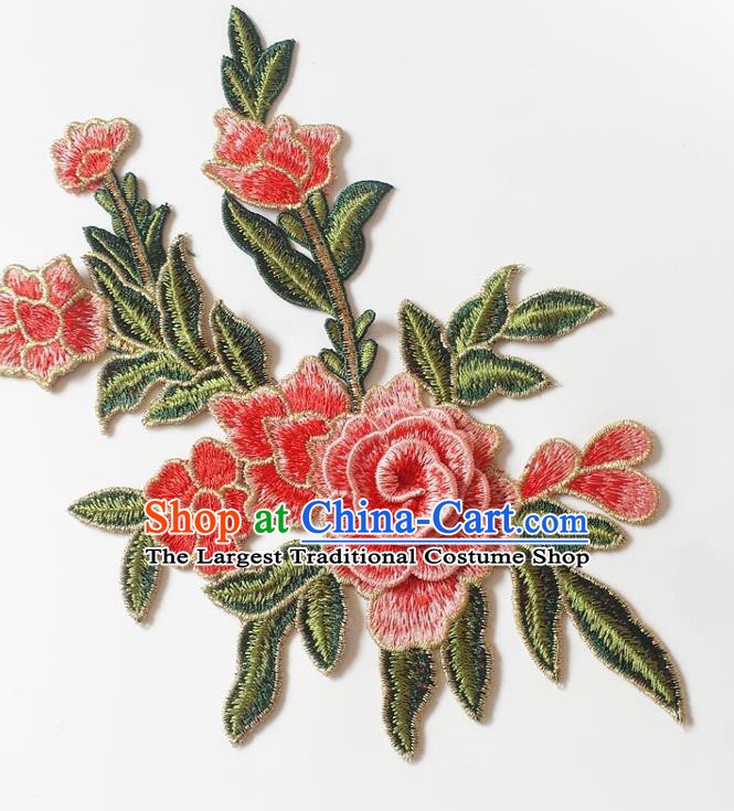 Chinese Traditional Embroidery Watermelon Red Begonia Applique Embroidered Patches Embroidering Cloth Accessories