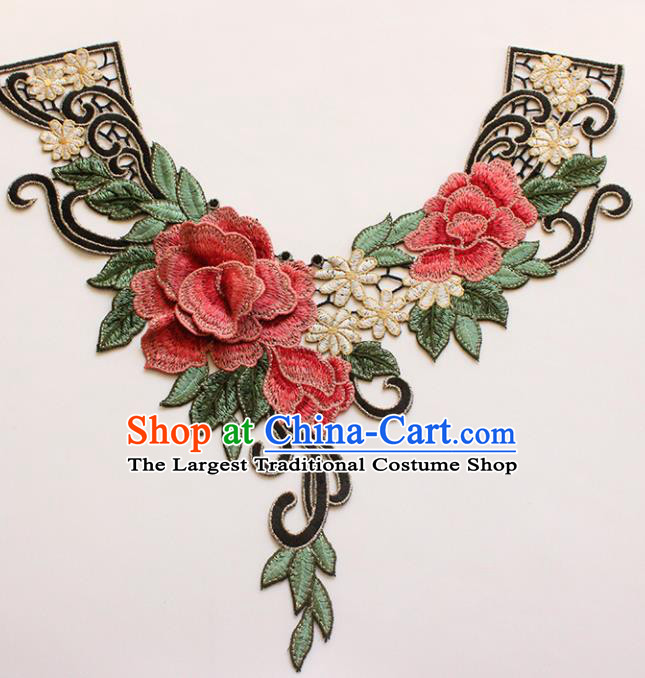 Traditional Chinese National Embroidery Peony Collar Applique Embroidered Patches Embroidering Cloth Accessories