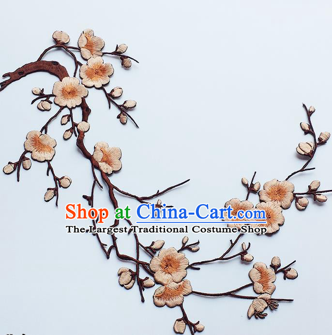 Traditional Chinese National Embroidery Brown Flowers Applique Embroidered Patches Embroidering Cloth Accessories