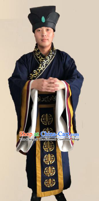 Chinese Ancient Song Dynasty Landlord Clothing Traditional Ancient Ministry Councillor Costumes and Hat for Men