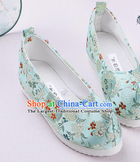 Chinese Handmade Opera Embroidered Green Brocade Bow Shoes Traditional Hanfu Shoes National Shoes for Women