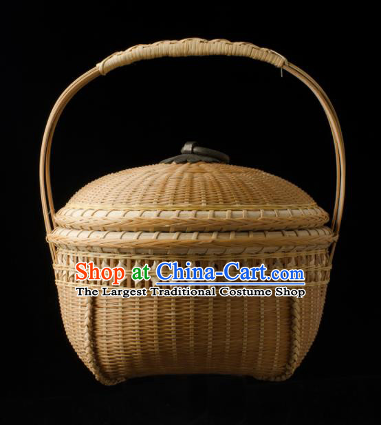 Chinese Handmade Bamboo Weaving Basket Traditional Food Cabas