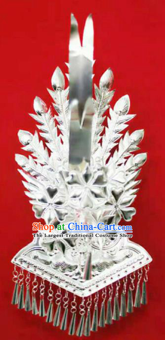 Chinese Traditional Handmade Miao Nationality Phoenix Hair Crown Silver Hairpins Ethnic Wedding Hair Accessories for Women