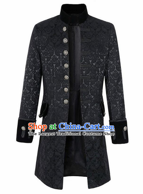 European Medieval Traditional Patrician Costume Europe Prince Black Coat for Men