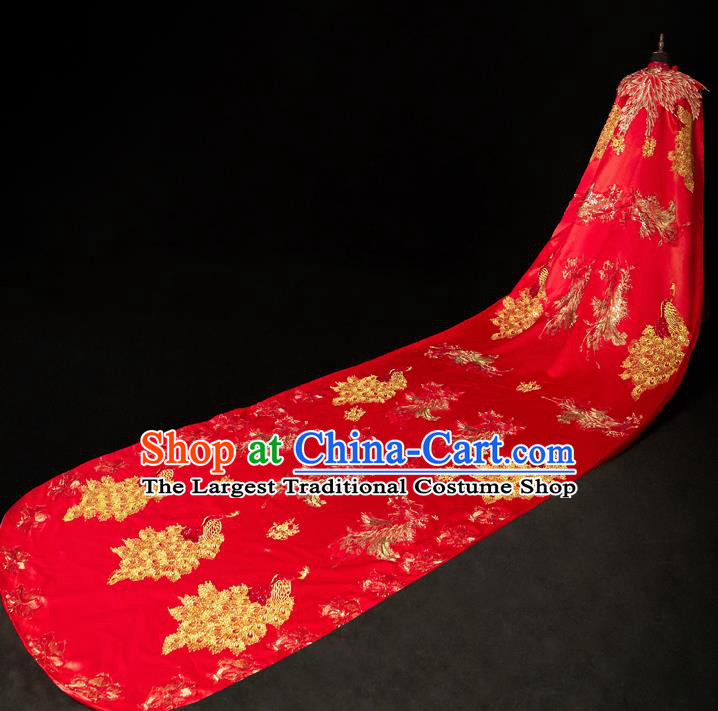 Chinese Traditional Wedding Long Cloak Toast Xiuhe Suit Ancient Bride Full Dress for Women