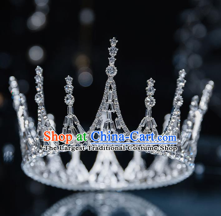 Top Grade Bride Round Zircon Royal Crown Wedding Hair Accessories for Women