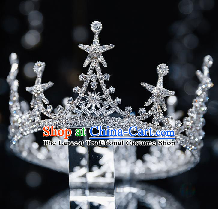 Top Grade Bride Zircon Stars Royal Crown Wedding Hair Accessories for Women