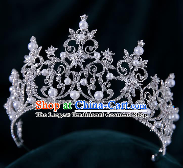 Top Grade Zircon Hexagram Princess Royal Crown Wedding Bride Hair Accessories for Women