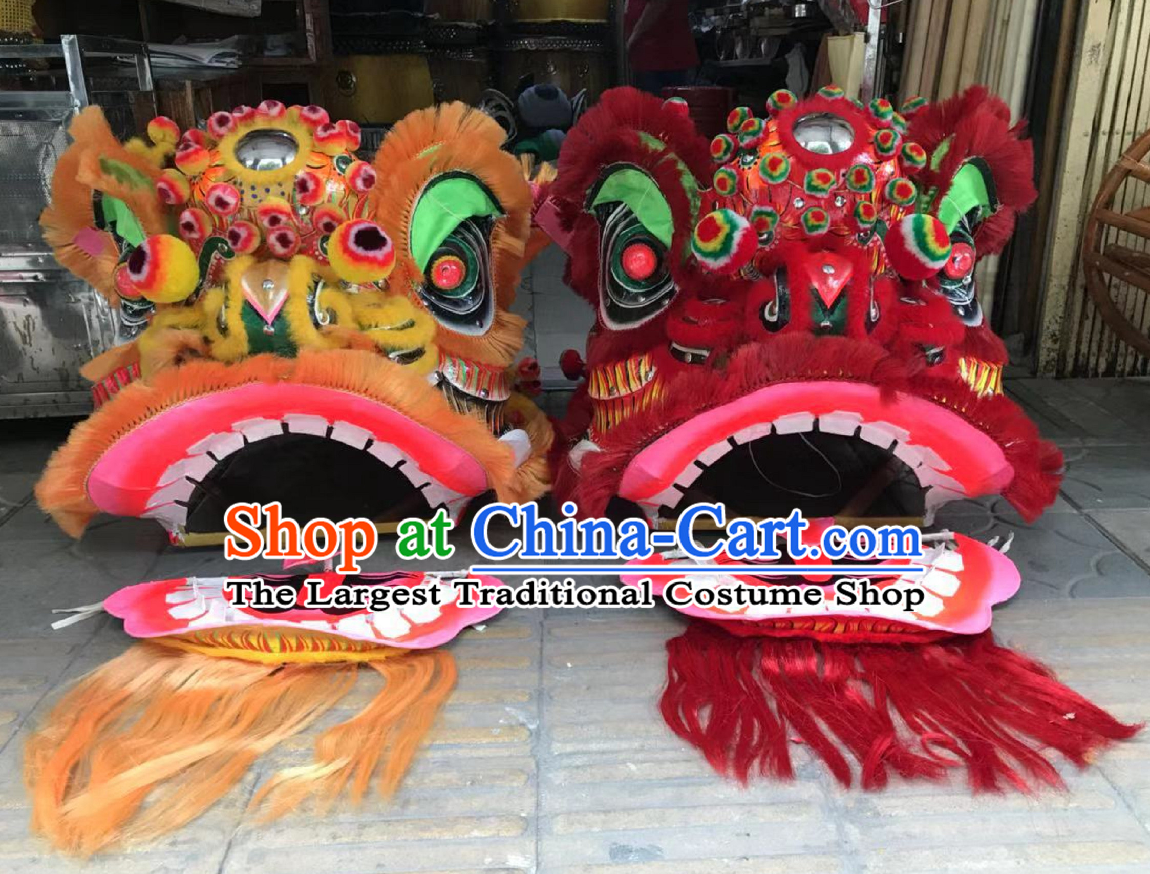 Traditional Fut San Lion Dance Costume 2 Complete Sets