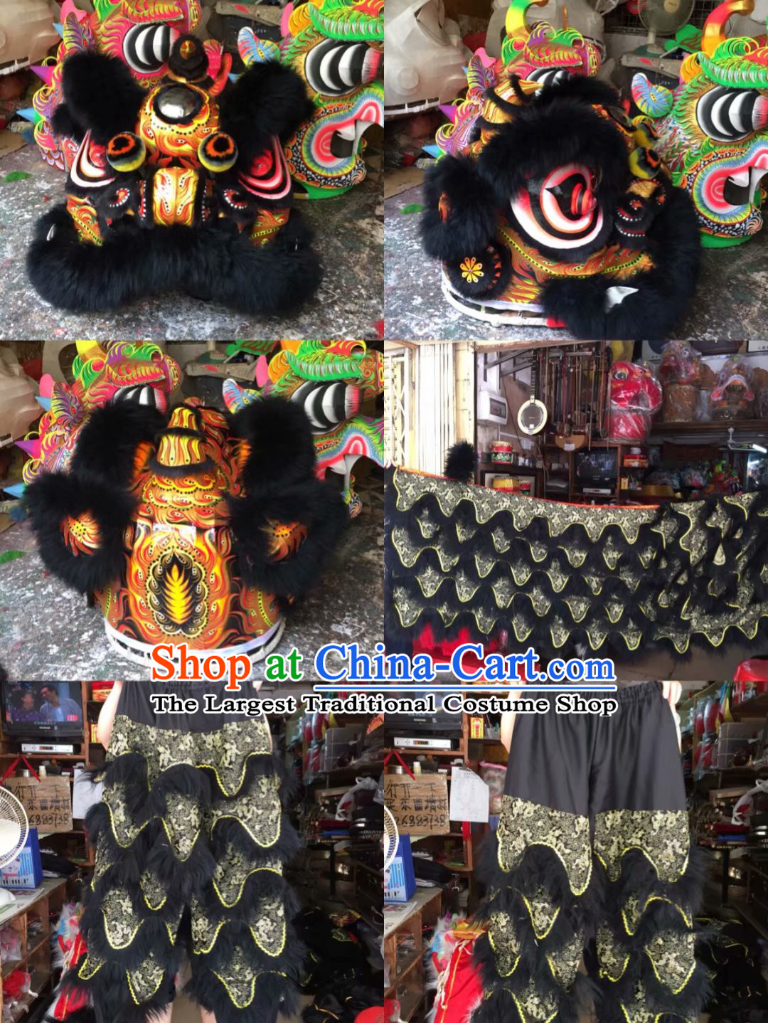 Traditional Chinese Southern Lion Dance Lion Dancing Costume Full Set