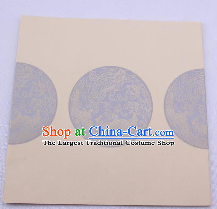 Traditional Chinese Classical Dragon Phoenix Pattern Beige Couplet Paper Handmade Calligraphy Seven Characters Scroll Xuan Paper Craft