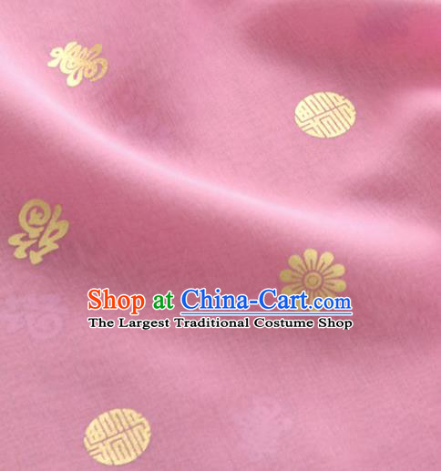 Asian Korea Traditional Longevity Chrysanthemum Pattern Light Pink Silk Fabric Korean Fashion Hanbok Material