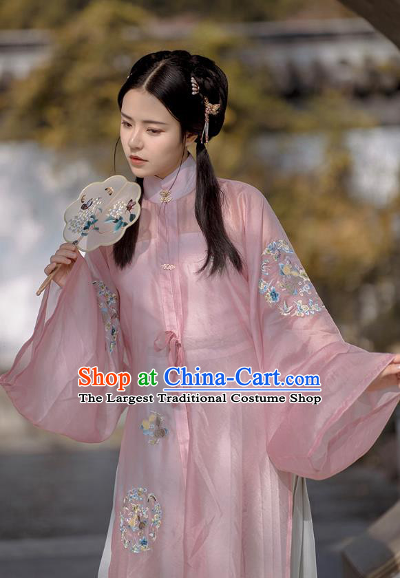 Chinese Ancient Princess Costumes Traditional Hanfu Dress Ming Dynasty Palace Lady Apparels Pink Blouse and Skirt Full Set