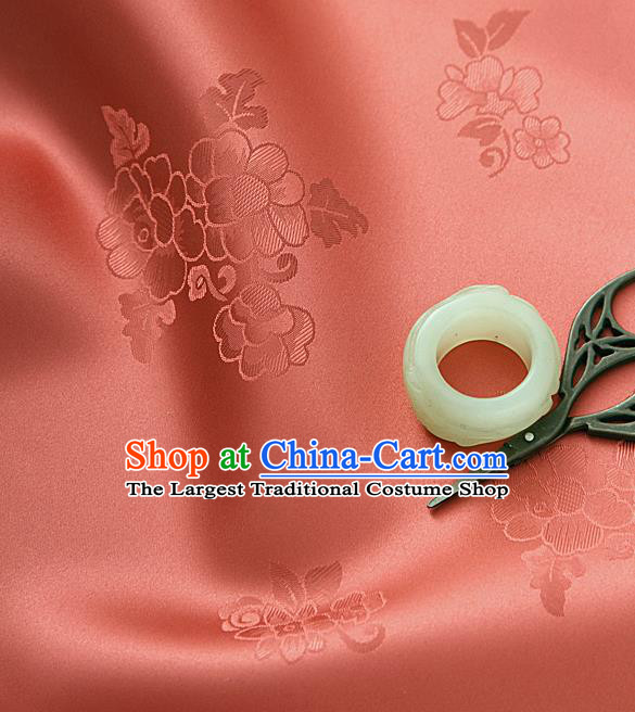 Traditional Korean Classical Roses Pattern Watermelon Red Satin Drapery Hanbok Material Asian Korea Fashion Silk Fabric